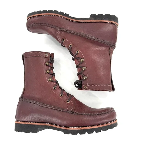 Gokey Upland Mens Handmade Brown Leather Lace Up Moc Toe Work Boots USA Sz 10 - Picture 2 of 10